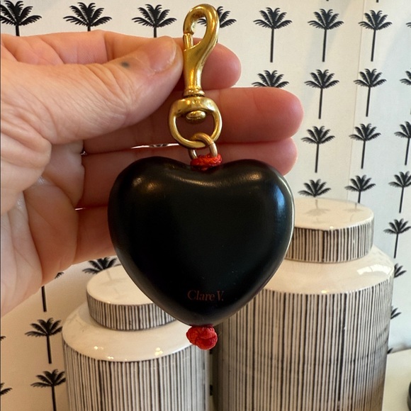 Clare V Black Heart Keychain with Gold Clasp - Picture 5 of 6